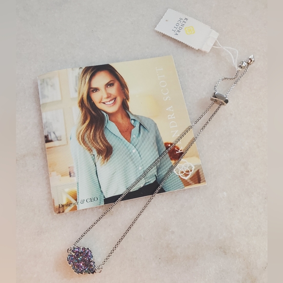 Kendra Scott Multi Iridescent Drusy Theo Silver Bracelet NWT - Picture 6 of 6